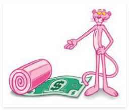 PINK PANTHER WITH INSULATION MONEY ROLL