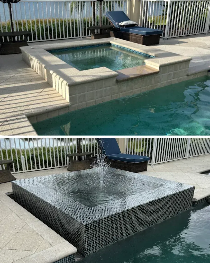 Jacuzzi with a fountain.