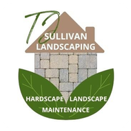 Sullivan Landscaping logo with house, stone wall, and green leaves; &ldquo;hardscape, landscape, maintenance&rdquo; text