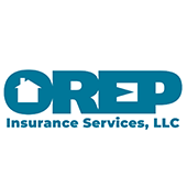 OREP Insurance Services, LLC logo in blue and teal with a house icon inside the O.