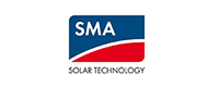 The logo for SMA Solar Technology is blue, red, and white.