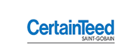 A blue and white logo for CertainTeed Saint-Gobain.