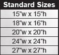 Standard sizes of  Fire Back