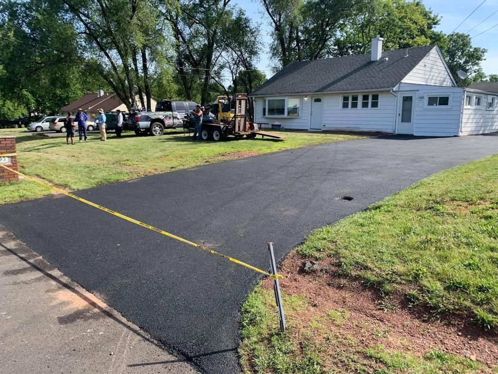 Newly installed asphalt driveway