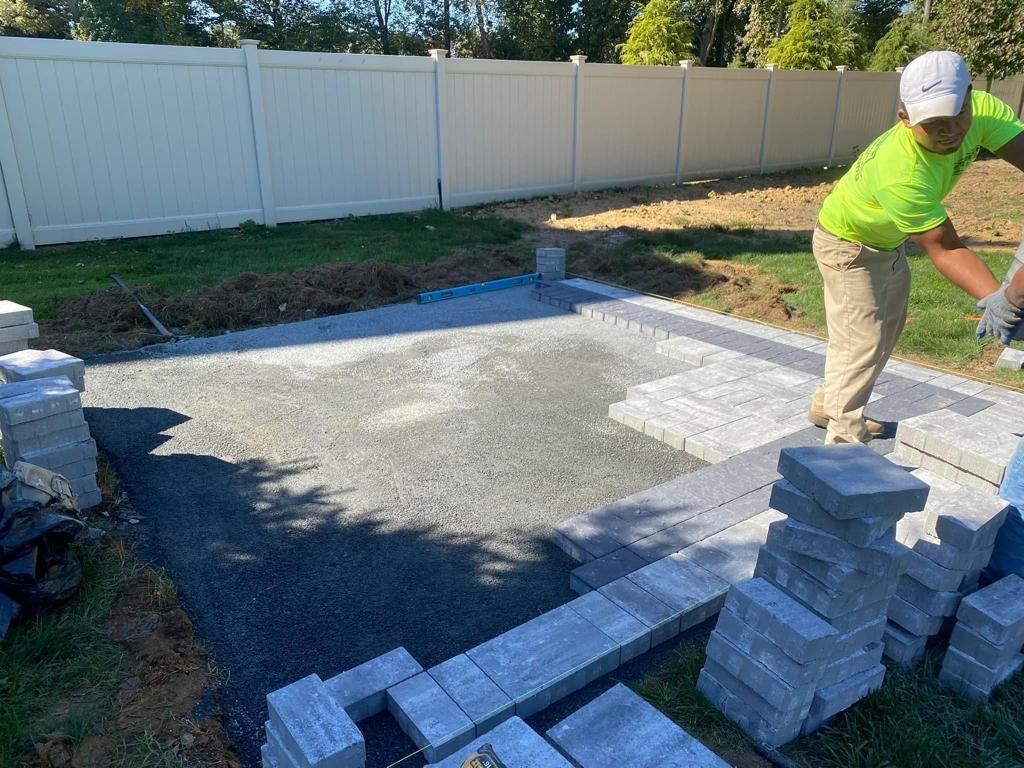 Concrete brick patio