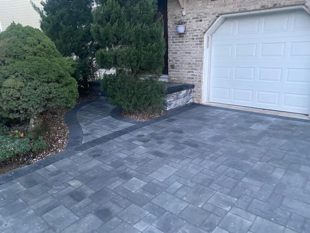 Newly-built paver driveway