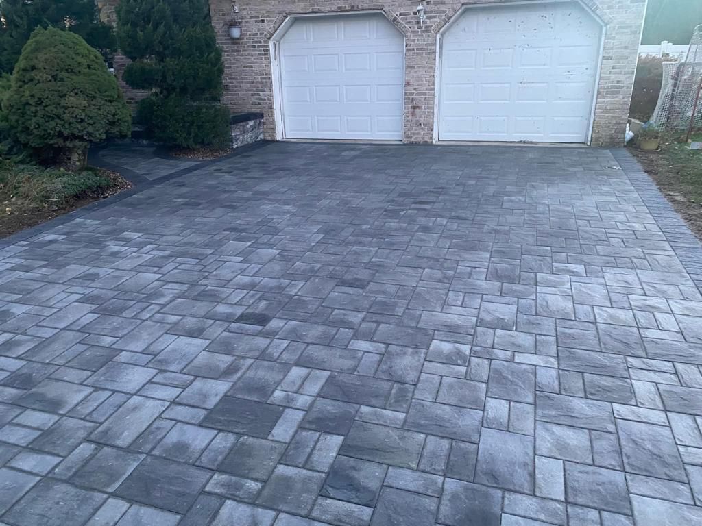 Recently constructed paver driveway