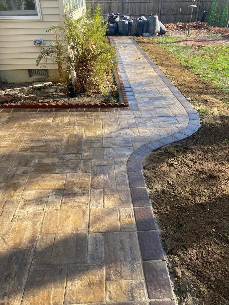 Newly installed paver walkway