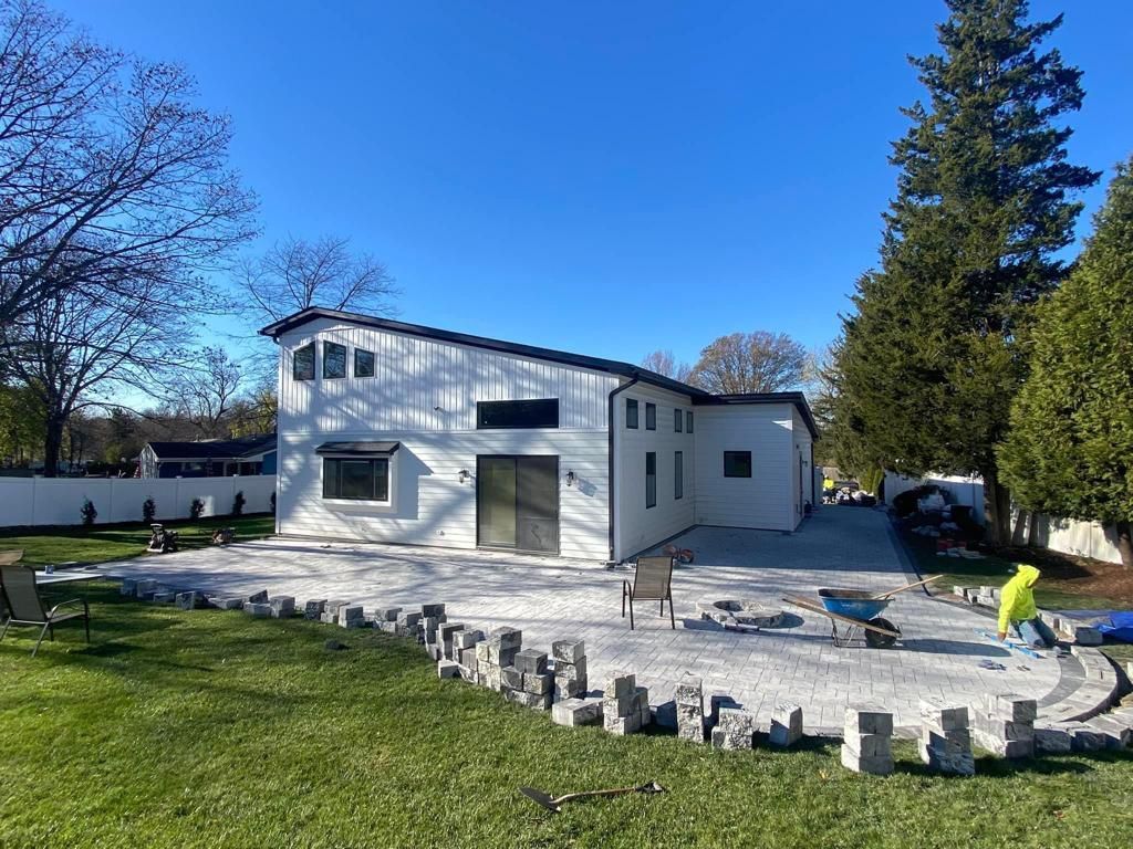 Stone patio construction