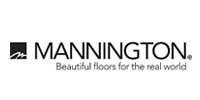 Mannington logo: black text with a square icon and slogan 