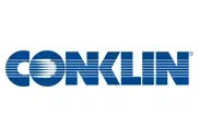 Blue CONKLIN logo with horizontal line accents