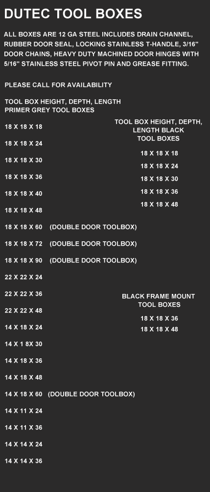 Dutec tool boxes