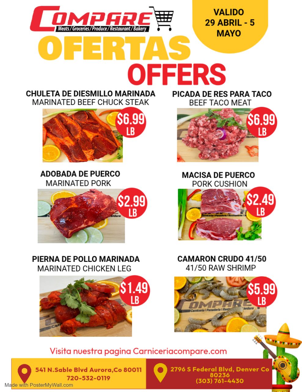 Especiales Semanales / Weekly Specials for April 29 - May 5