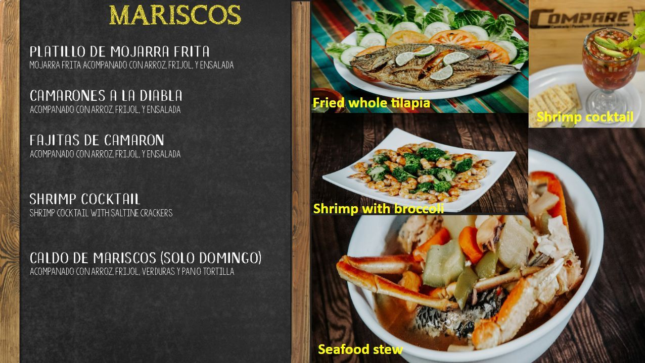 Mariscos Menú