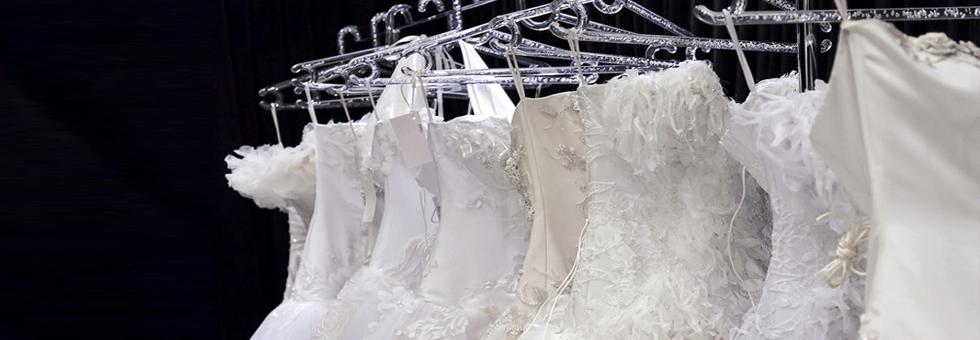 Bridal gowns on dry cleaning