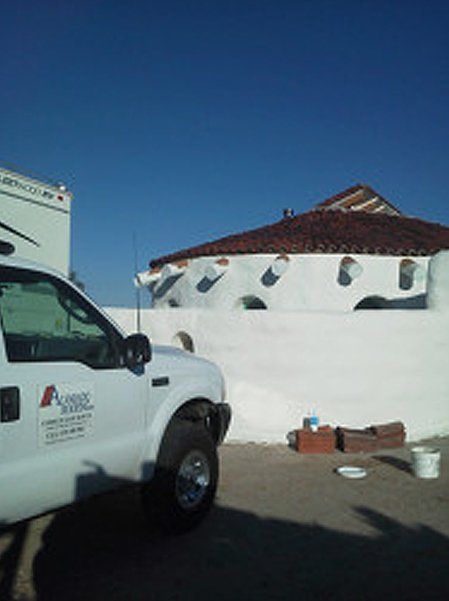 White truck outside the house