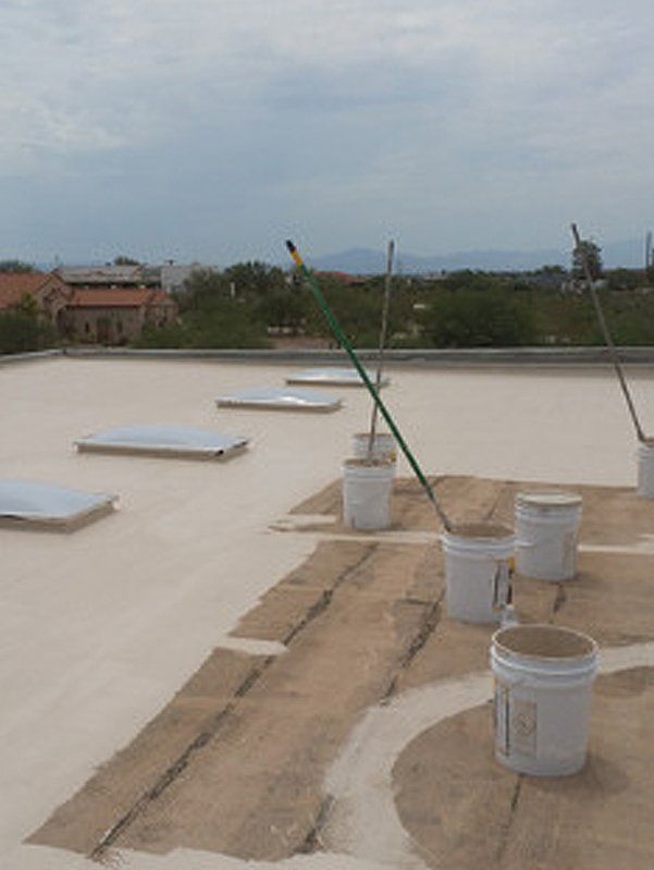 Flat roof and six plastic roof cement