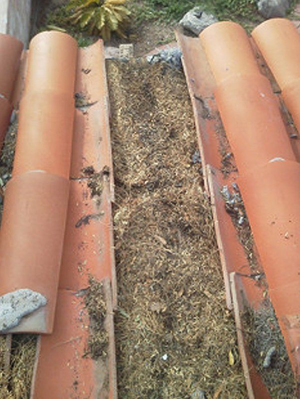 Debris on tile roof