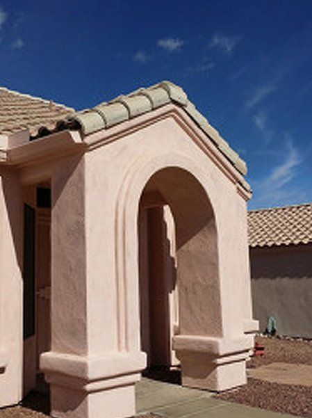 Pink paint of residential entrance door
