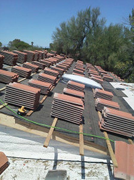 Roof tiles on top of the roof