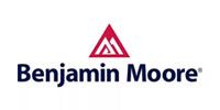 Benjamin Moore logo with red triangular icon and dark blue text on white background