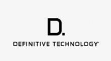 Definitive Technology logo with a stylized black “D.” on a white background