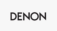 Black DENON logo on a white background