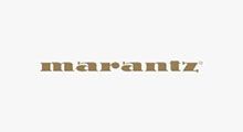 Marantz logo in gold text on a white background