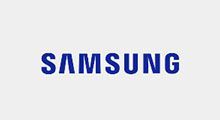 Blue Samsung wordmark logo on a white background