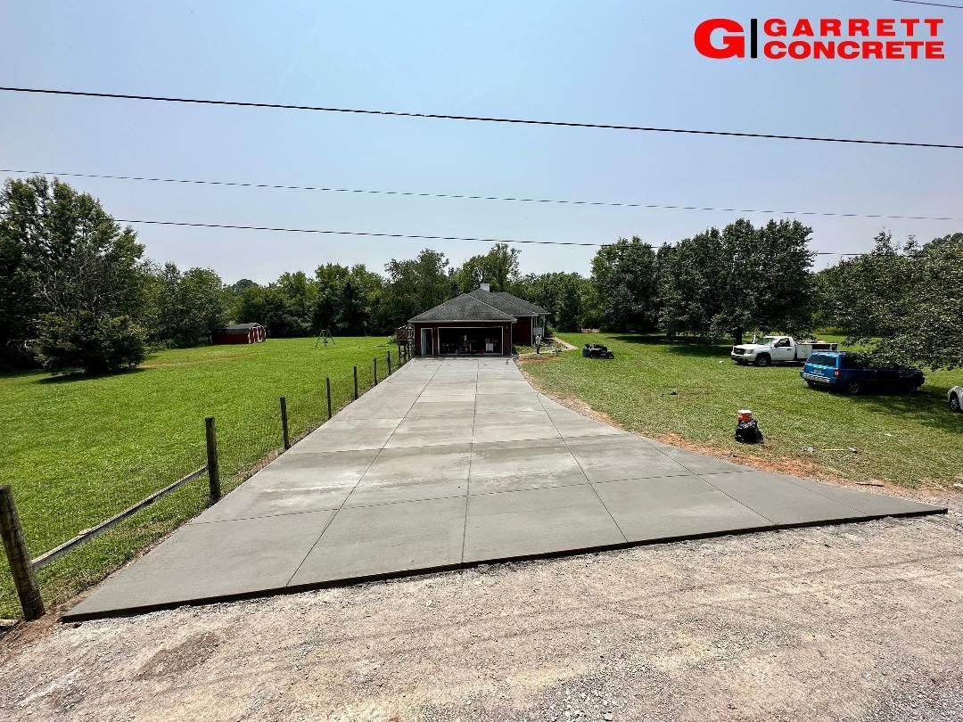 a concrete driveway that is being built by garrett concrete