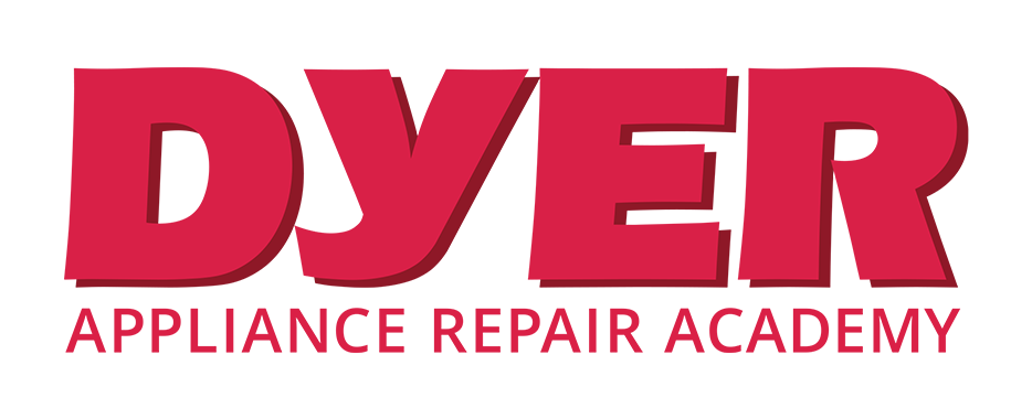 DYER Appliance Repair Academy logo in red text on a white background.