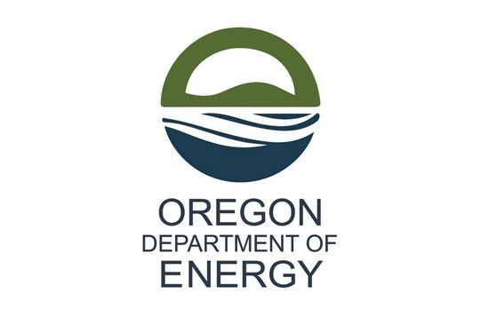 Oregon Department of Energy logo: green arch over blue waves within a circle, text below.
