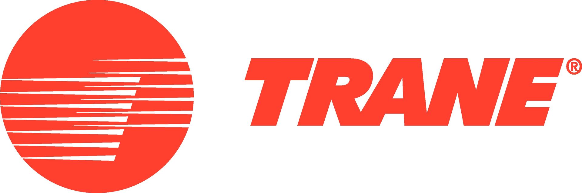 Trane logo: Red circle with white stripes and