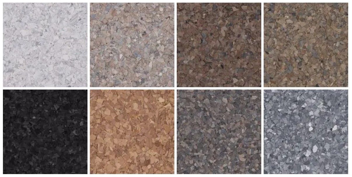 A collage of images of different types of granite.