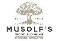 Logo for Musolf's Wood Flooring: tree graphic above company name and tagline 