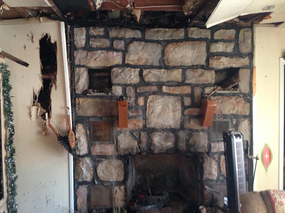 Fireplace fire damage