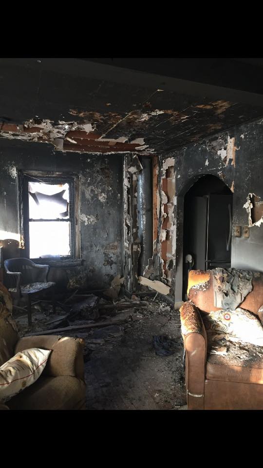House interior fire damage