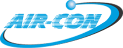A logo for air con with a blue circle around it