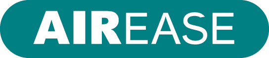 A blue sign that says airease in white letters