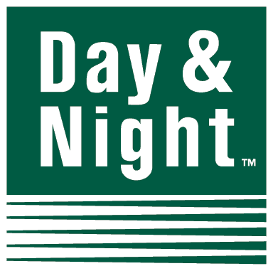 A green and white logo for day and night