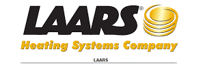 The laars heating systems company logo is black and gold
