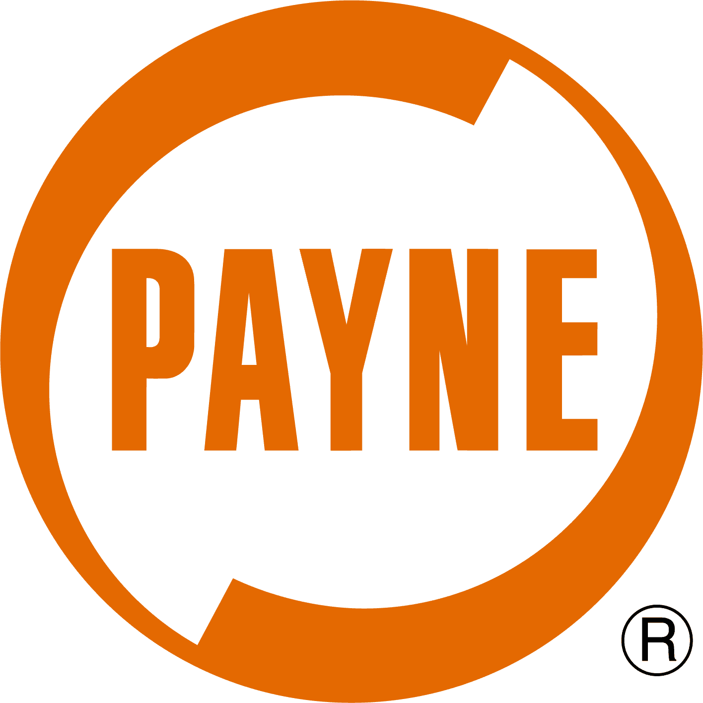 A payne logo that is orange and white