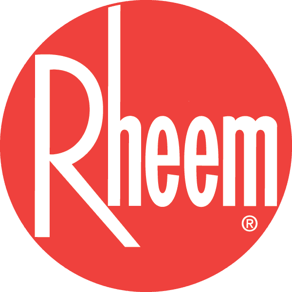 A red circle with the word rheem on it