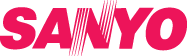 A red sanyo logo on a white background.
