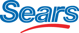A blue and red sears logo on a white background.