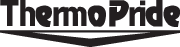 A black and white logo for thermo pride on a white background.