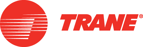 A red and white trane logo on a white background