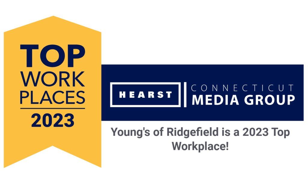 A logo for top work places 2023 and young 's of ridgefield is a 2023 top workplace