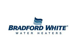Bradford White Water Heaters logo in blue on a white background