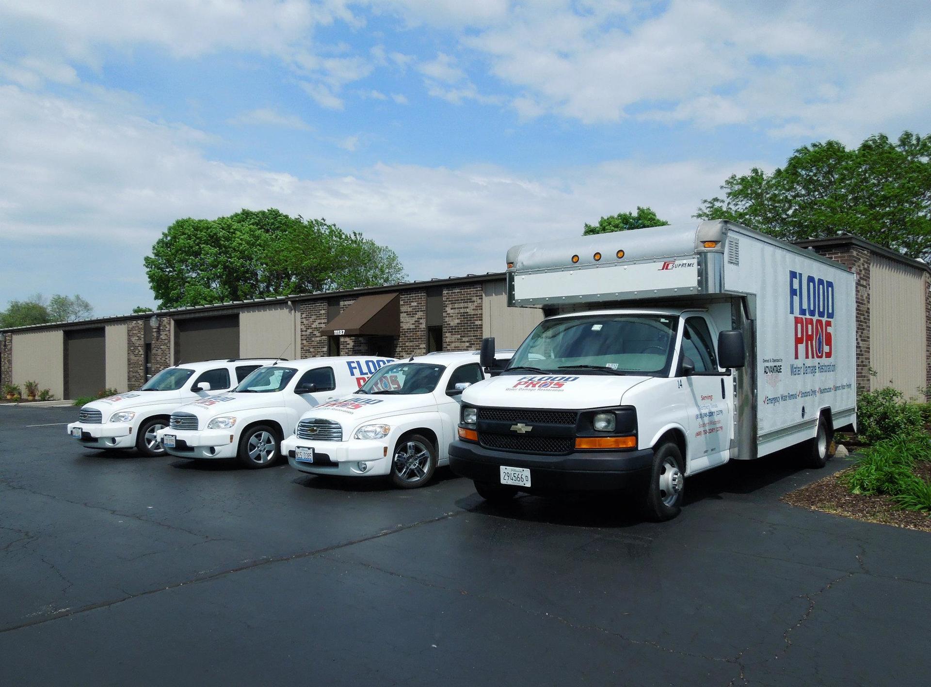 Flood Pros services trucks